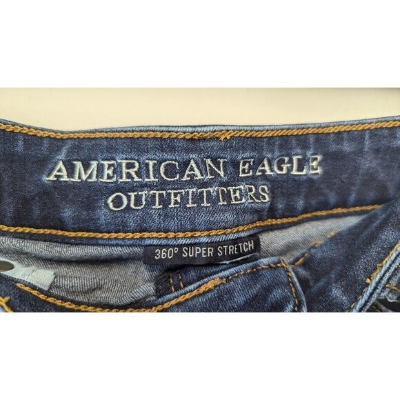 American Eagle 360 Super Stretch Hi-Rise Shortie Women's 0 Blue Distressed - Picture 2 of 4
